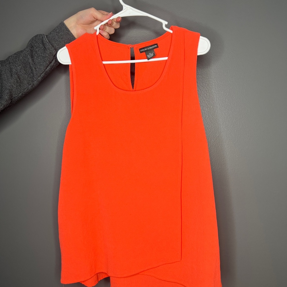 Chelsea & Theodore Orange Sleeveless Blouse